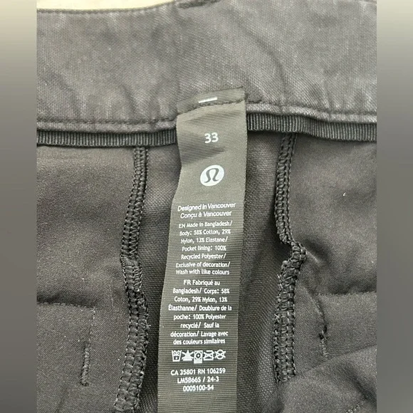 Lululemon ABC Classic Fit Trouser Stretch Cotton VersaTwillBlackSize 33